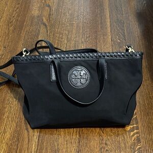 Tory Burch Black Tote with Braided Trim